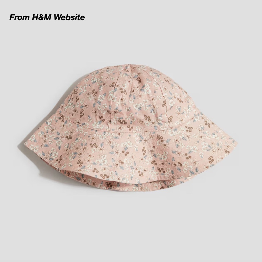 EUC: H&M COTTON SUN HAT IN LIGHT DUSTY PINK FLORAL (2T/1.5-6Y)